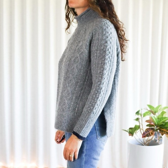 Alex Mill Cable Knit Sweater XS Grey Wool Alpaca Blend Chunky Knit - Picture 5 of 16